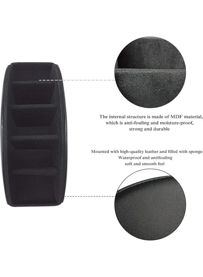 Leather Remote Control Holder with 5 Compartments TV Remote Caddy Store Box,Desktop Organizer for Controller, Glasses and Media Player,Pen Storage(Black) - Image 5